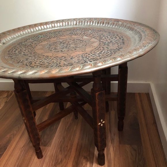 Vintage | Middle Eastern Tray / Table & Folding Base - Picture 16 of 16